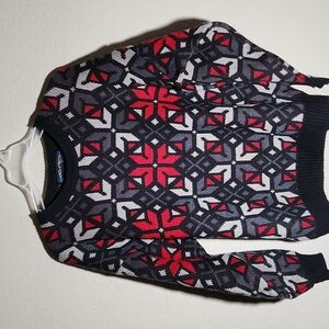 Ugly Christmas Sweater Poinsetta Medium Black Red White